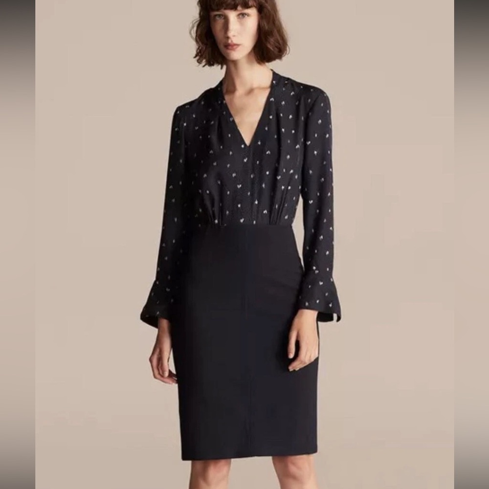 TAILORED rebecca taylor DASHING DOT DRESS IN DARK NAVY COMBO size‎ 0